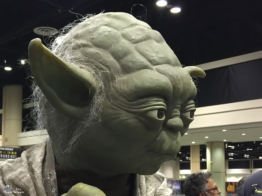 Close up of Yoda's head at Star Wars Celebration 2017 Orlando
